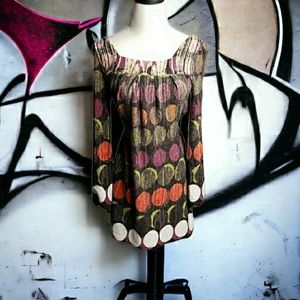 Anthropologie Square Neck Moon Phase Celestial Knit Tie-Back Vtg Retro Y2K Dress
